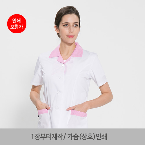 반팔 TC45수 쿨스판 위생복 셔츠(여성용) /핑크체크(FS-116)