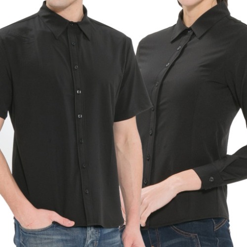 블랙 스판셔츠 반팔/긴팔남녀제품 55-110카페 바리스타 식당 유니폼